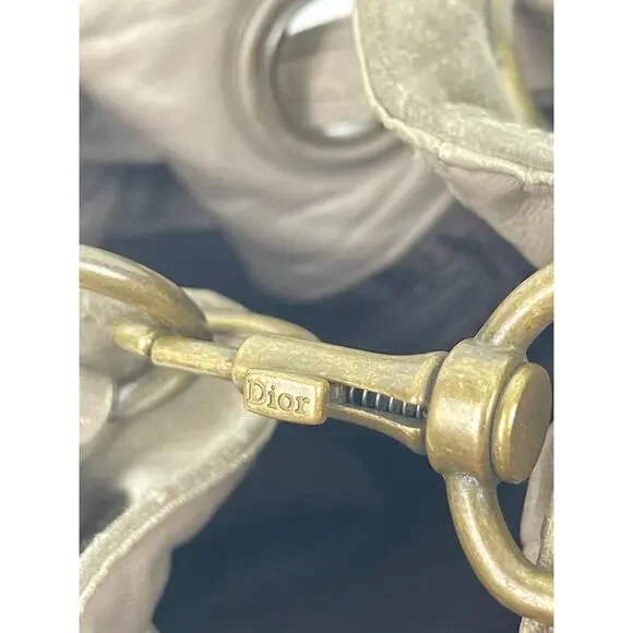 Christian Dior Cannage D Charm Gray Drawstring Shoulder Bucket Bag Handbag OS - Picture 14 of 16